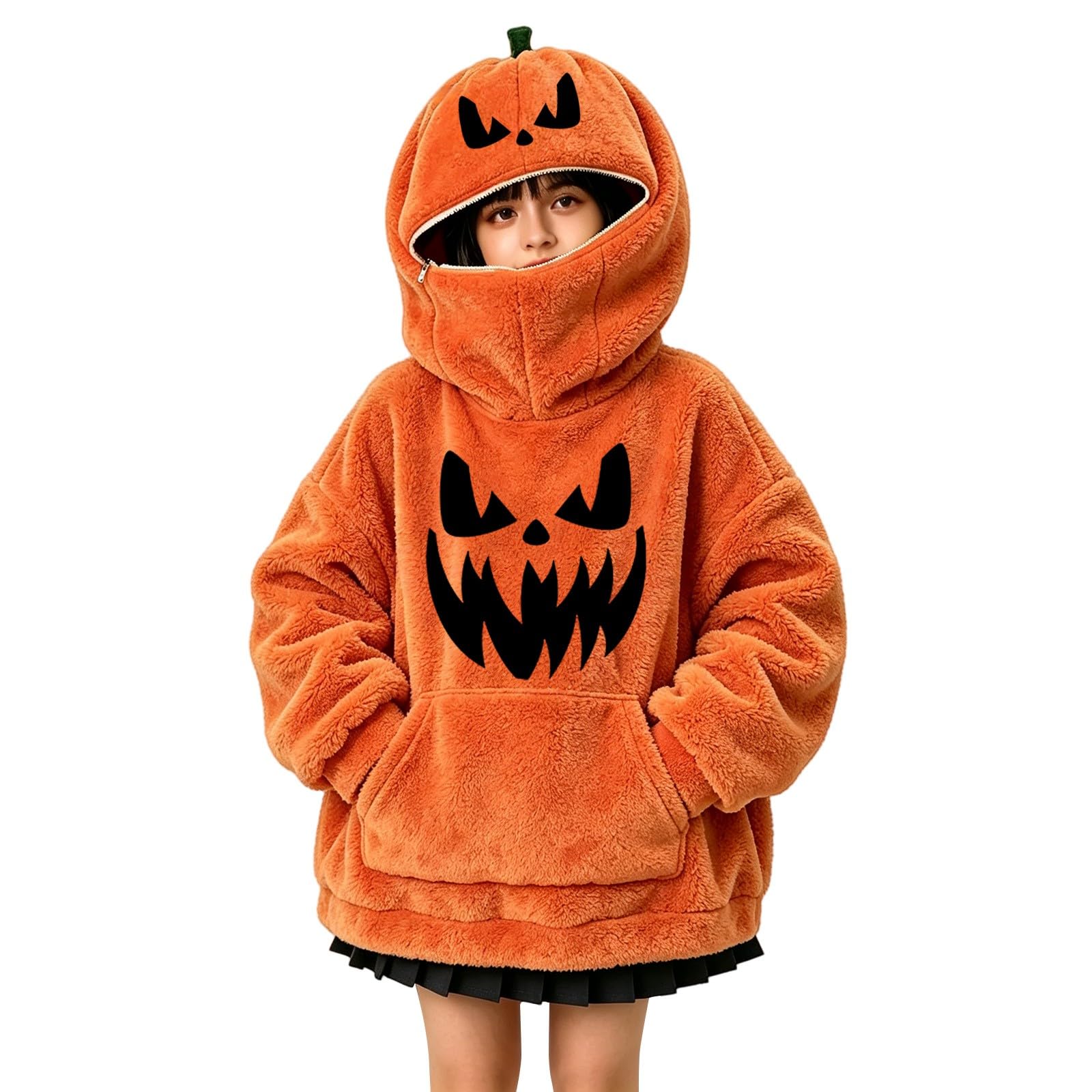 Sudadera con capucha de calabaza para niñas | Sudadera con capucha suave y cálida para otoño e invierno, perfecta para fiestas de truco o trato, escuela, vacaciones