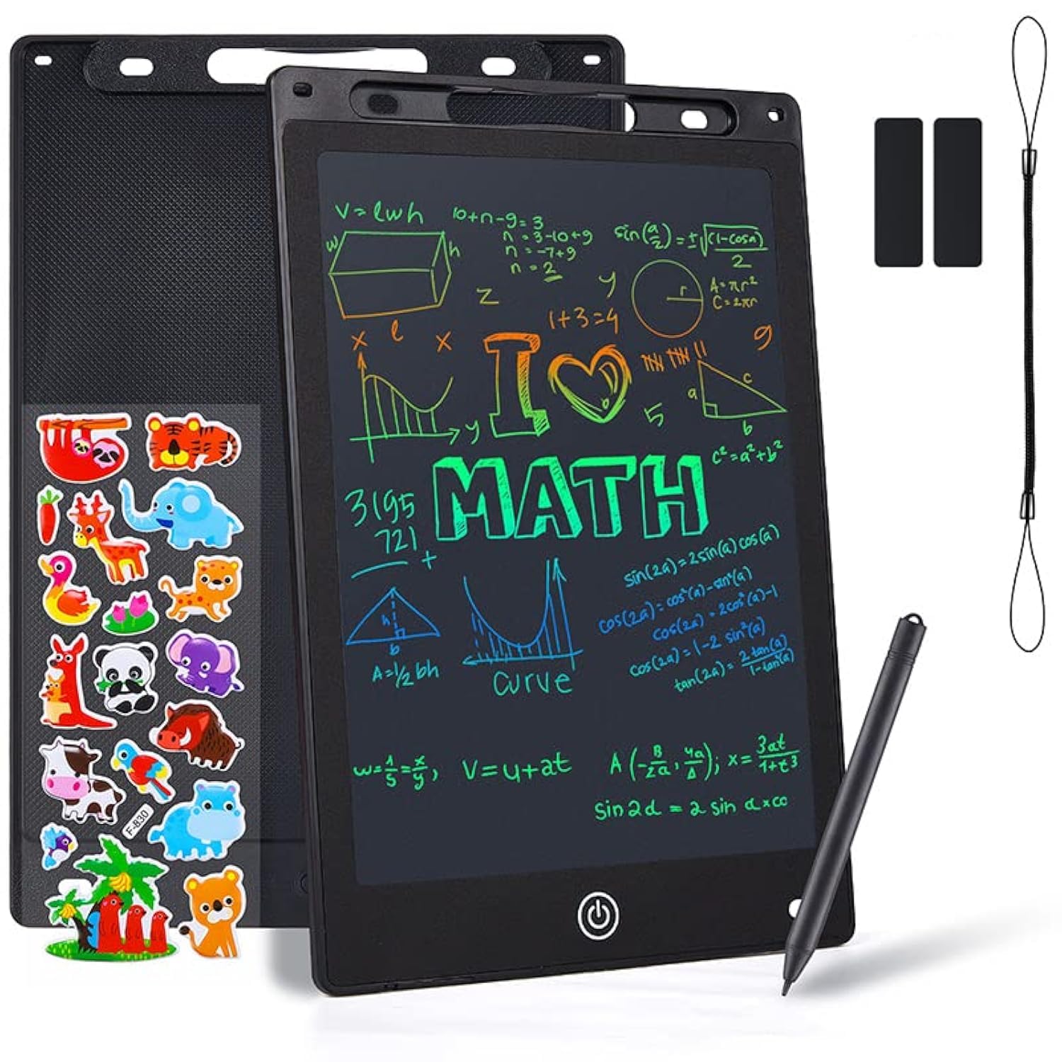 CoolzonColourful LCD Writing Tablet Kids, 10 Inch Erasable Writing Tablet with Lock Function Kids Drawing Pad for Painting Drawing and Memo Lists,Free Animal Cartoon Stickers,Black