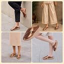 FAUSTO FST FJDWC-7052 COPPER-36 Women Copper Criss Cross Strap Design Perforated Slip On Shoes | Back Open Casual Shoes for Office, Outdoor, Party (3 UK) gallery image
