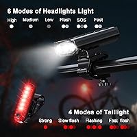 Vista 9 de LED Bike Lights for Night Riding High Lumens with 2 Pack Taillight Super Bright Bicycle Headlight & Tail Light Set, Mountain/Road Bike Safety Light