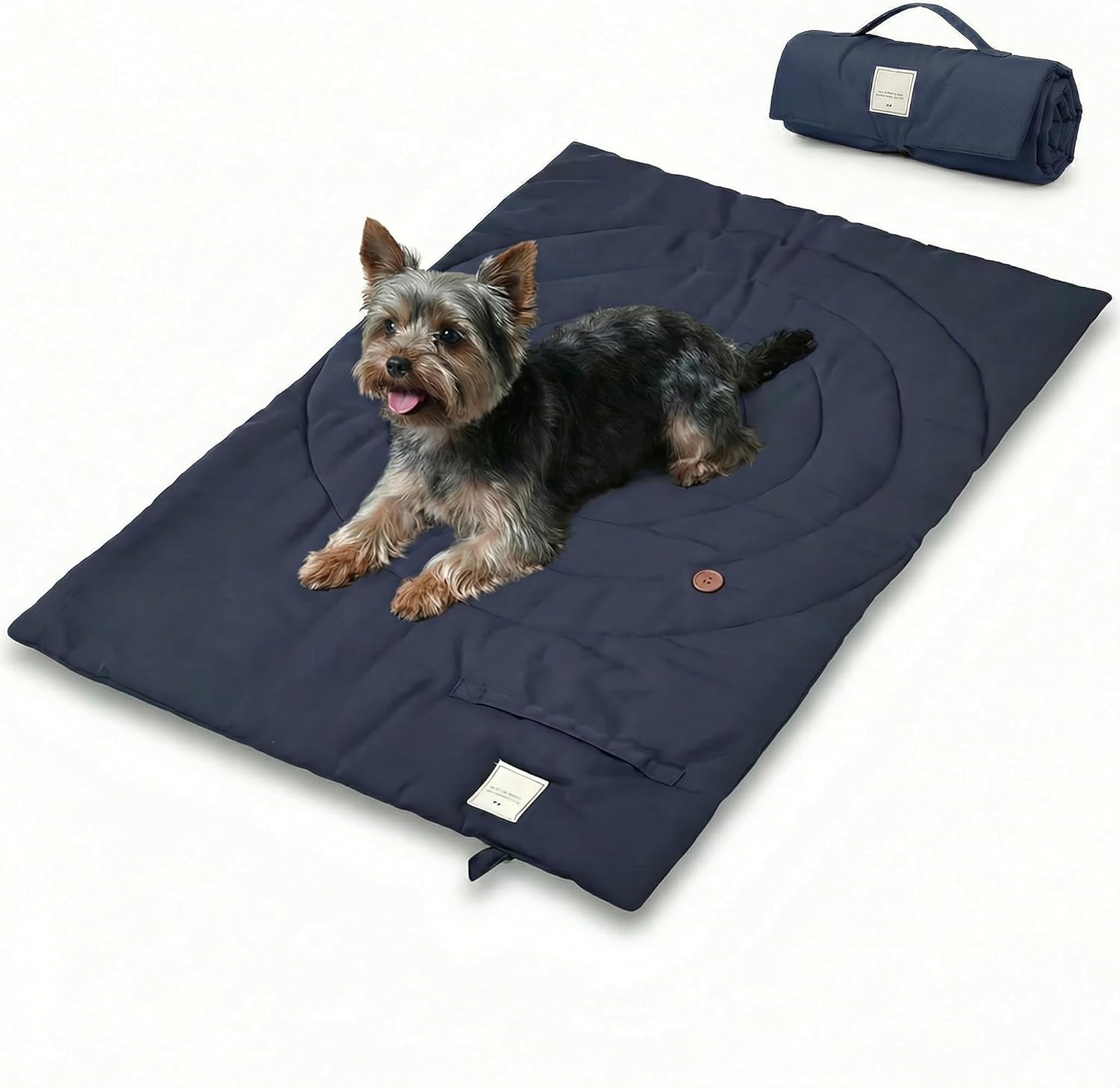 Travel Dog Bed | Camping Dog Bed | 37.4"x25.6" Waterproof Outdoor Dog Mat | Portable Place Mat for Dogs with Handle | Machine Washable | Easy Clean for Outdoor Adventures (Blue)