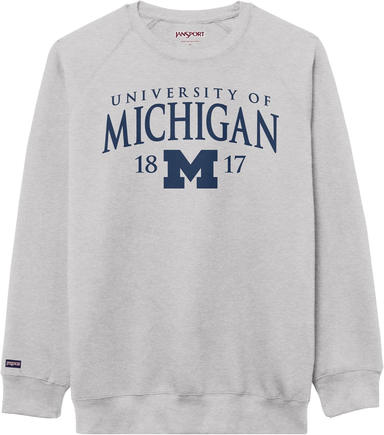 JanSport NCAA Officially Licensed Rival Crew Sweatshirt, Long Sleeve Graphic Pullover for Men, Women, Cotton-Polyester Blend
