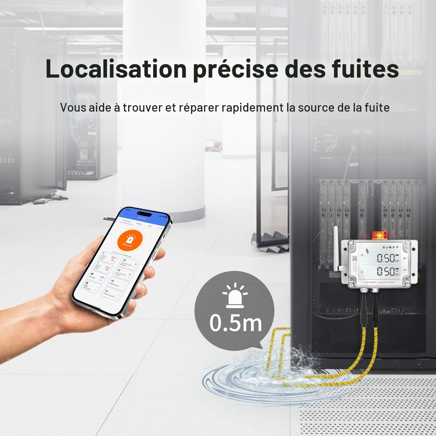 UbiBot détecteur de fuites d'eau WiFi et Ethernet, alertes de fuites et de Gouttes, Surveillance et contrôle des fuites 24/7, Affichage de la localisation des fuites en Temps réel