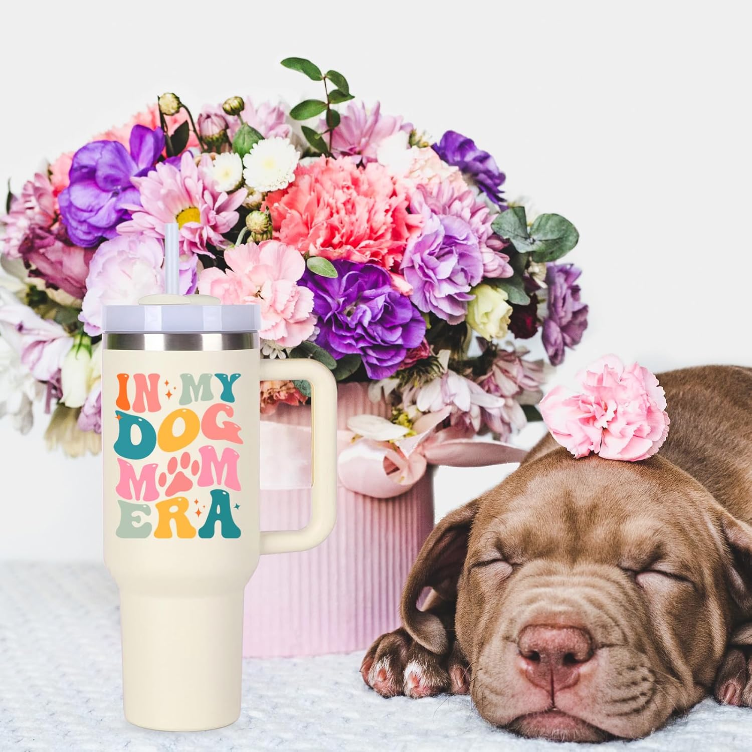 momocici Dog Mom Cup Tumblers Gifts.40oz In My Dog Mom Era Tumbler with Handle.Dog Lover Cups Tumbler Gift.40oz Birthday Christmas Mothers Day Gifts for Dog Lover dog mom. - Image 3