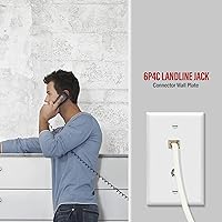 Vista 7 de Conector de tipo F para teléfono y CATV, más conectores hembra RJ11 con placas para pared, Blanco, 1