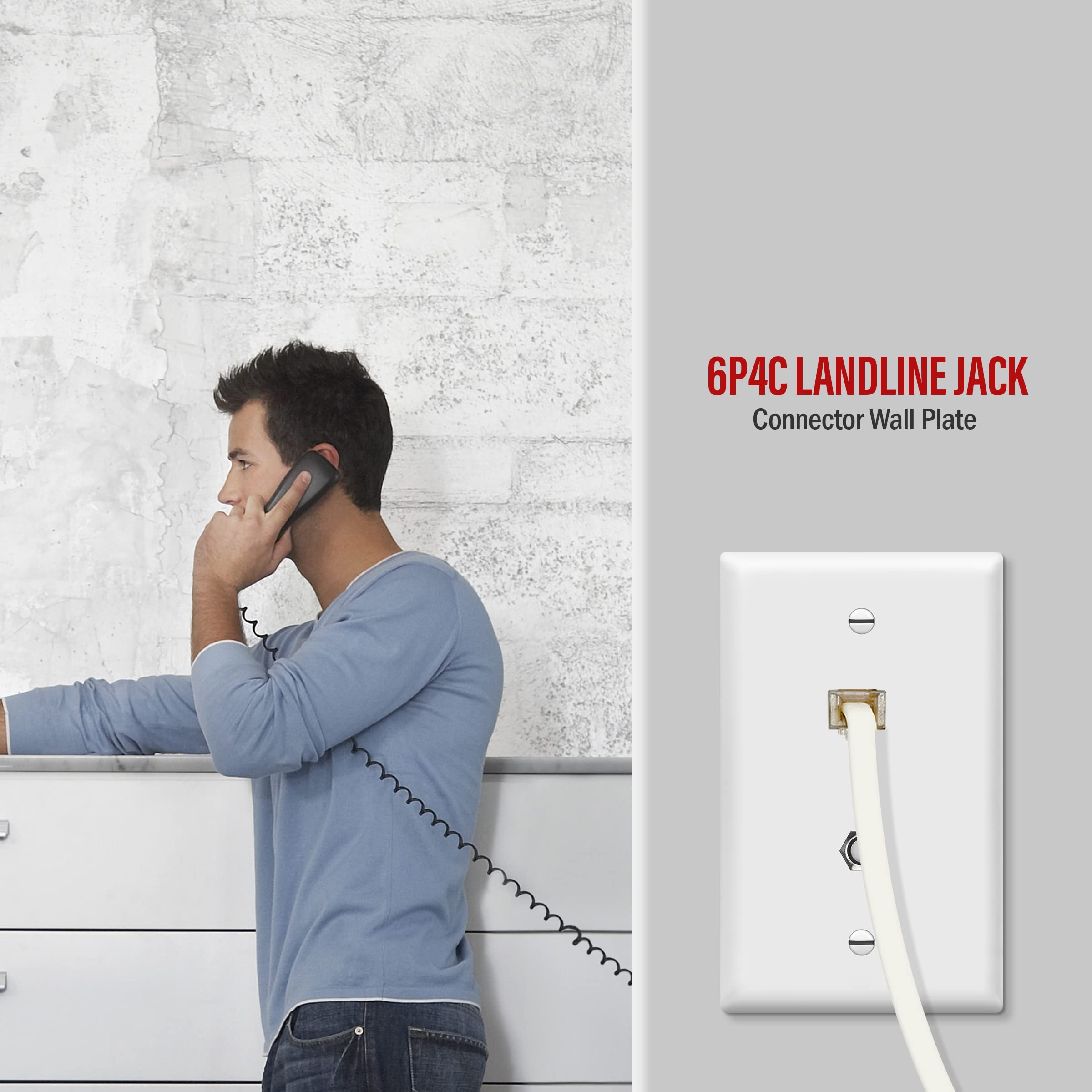 Conector F para teléfono y televisión por cable y clavijas RJ11 con placas de pared