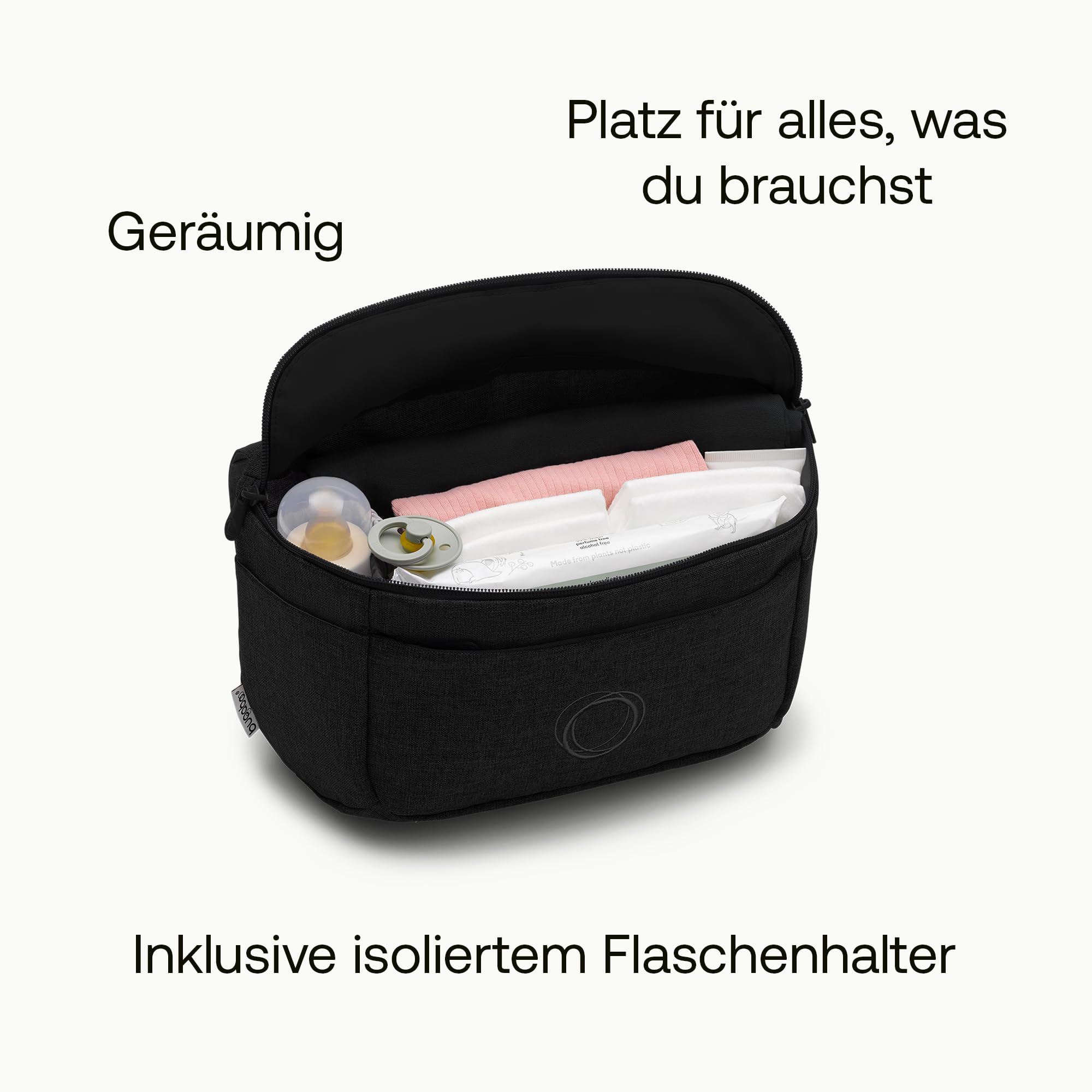 Bugaboo Kinderwagen Organizer-Tasche mit leicht zugänglichen Fächern. Praktisches Accessoire für alle Baby-Essentials in Midnight Black