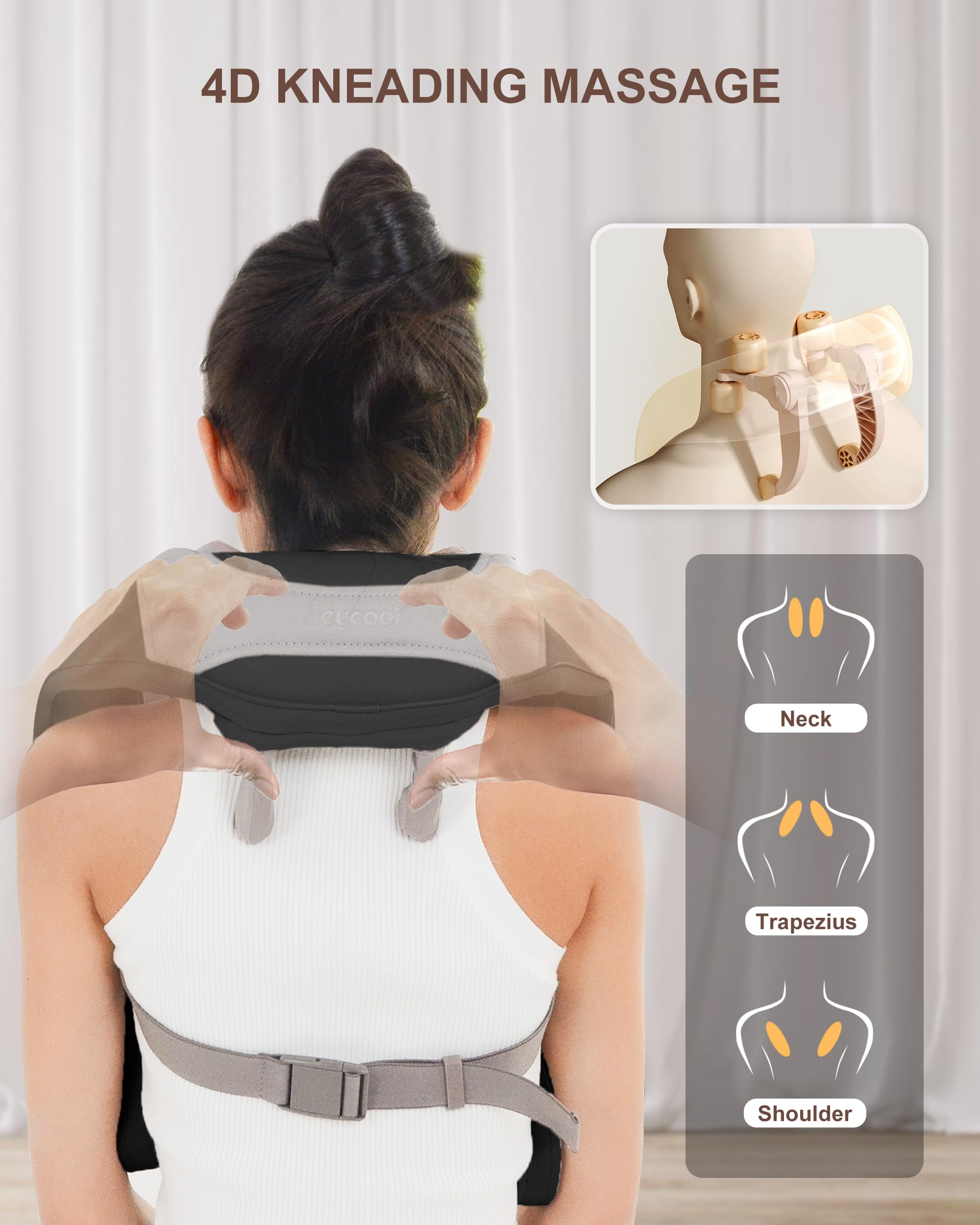 Heycool Massaggiatore senza fili della spalla del collo con il calore, tessuto profondo Shiatsu