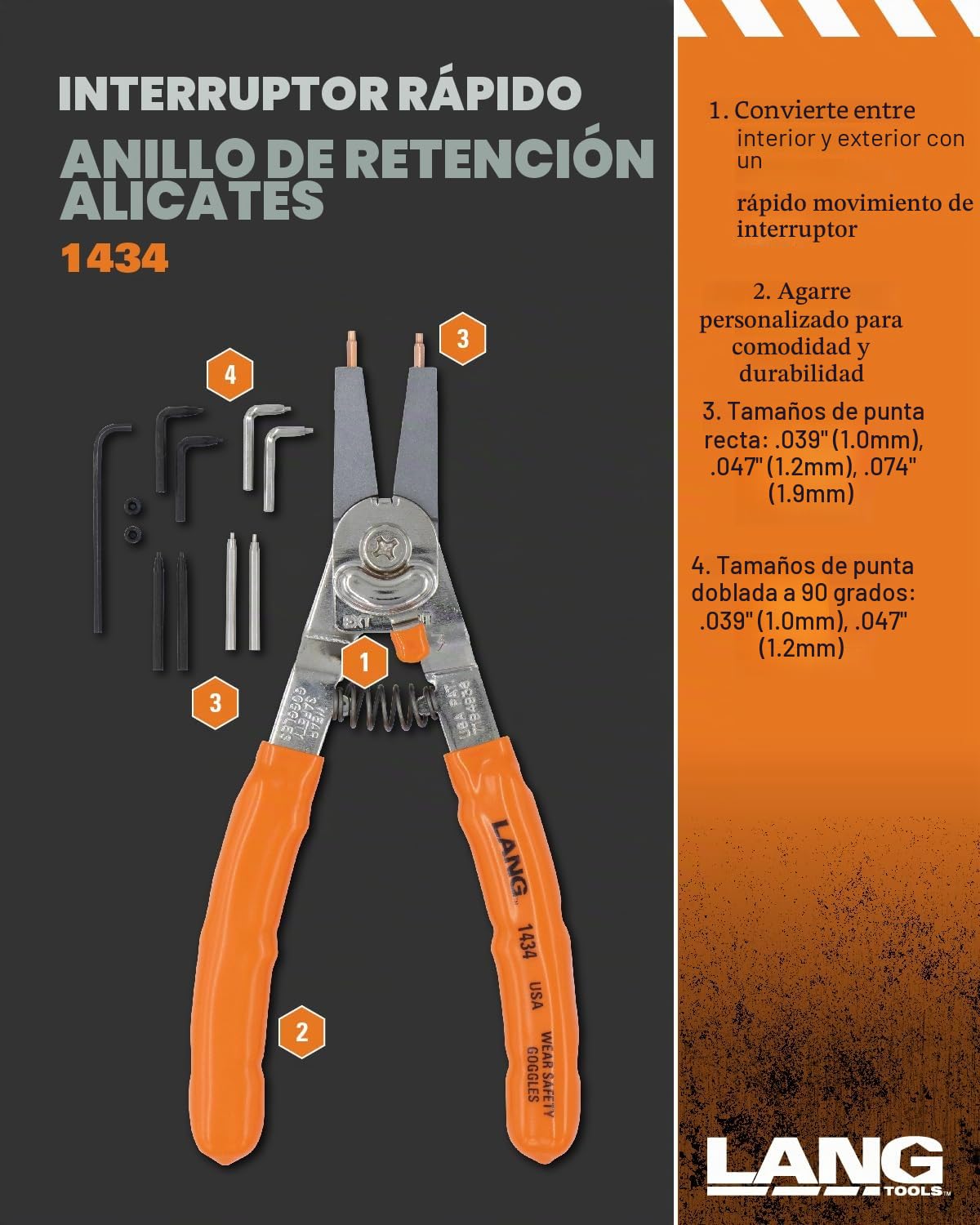 Lang Tools - 1434 ALICATE MEDIANO CON TOPE