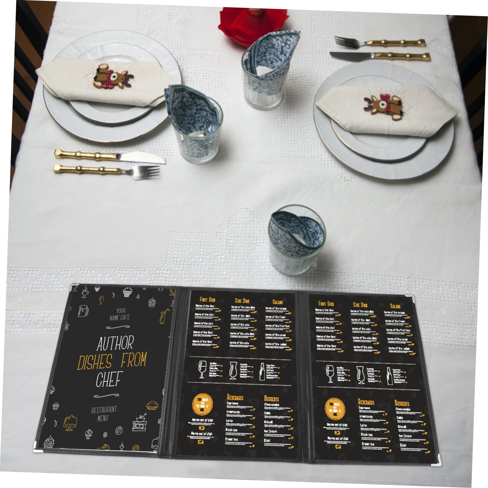 Ornamento 10 Piezas Carpeta De Recetas Cubierta De Carpeta Cubiertas Del Menú Del Restaurante Mangas Claras Menú De Bebida Cubre Cubierta De Comida De Polivinilo Mini A4