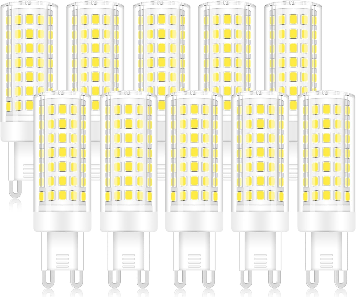 TRIJZHOU G9 LED Lampen 6000K Kaltweiß, 9W Enegiesparende LED Glühbirne Ersetzt 80W Halogen Lampe, 900 Lumen, AC 220-240V, Kein Flimmern, 360° Abstrahlwinkel G9 Glühbirne, 10er Pack