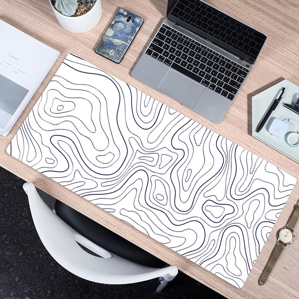 Jadin Alfombrilla Ratón XXL Gaming, Mouse Pad (900x400mm), Vade Escritorio Antideslizante, Tapete Grande para Jugadores de PC, Oficina - Blanco