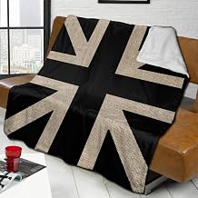 Black and White Union Jack Flannel Fleece Blanket Air-Conditioning Blanket Throw Ultra-Soft Velvet Plush Throw Blanket