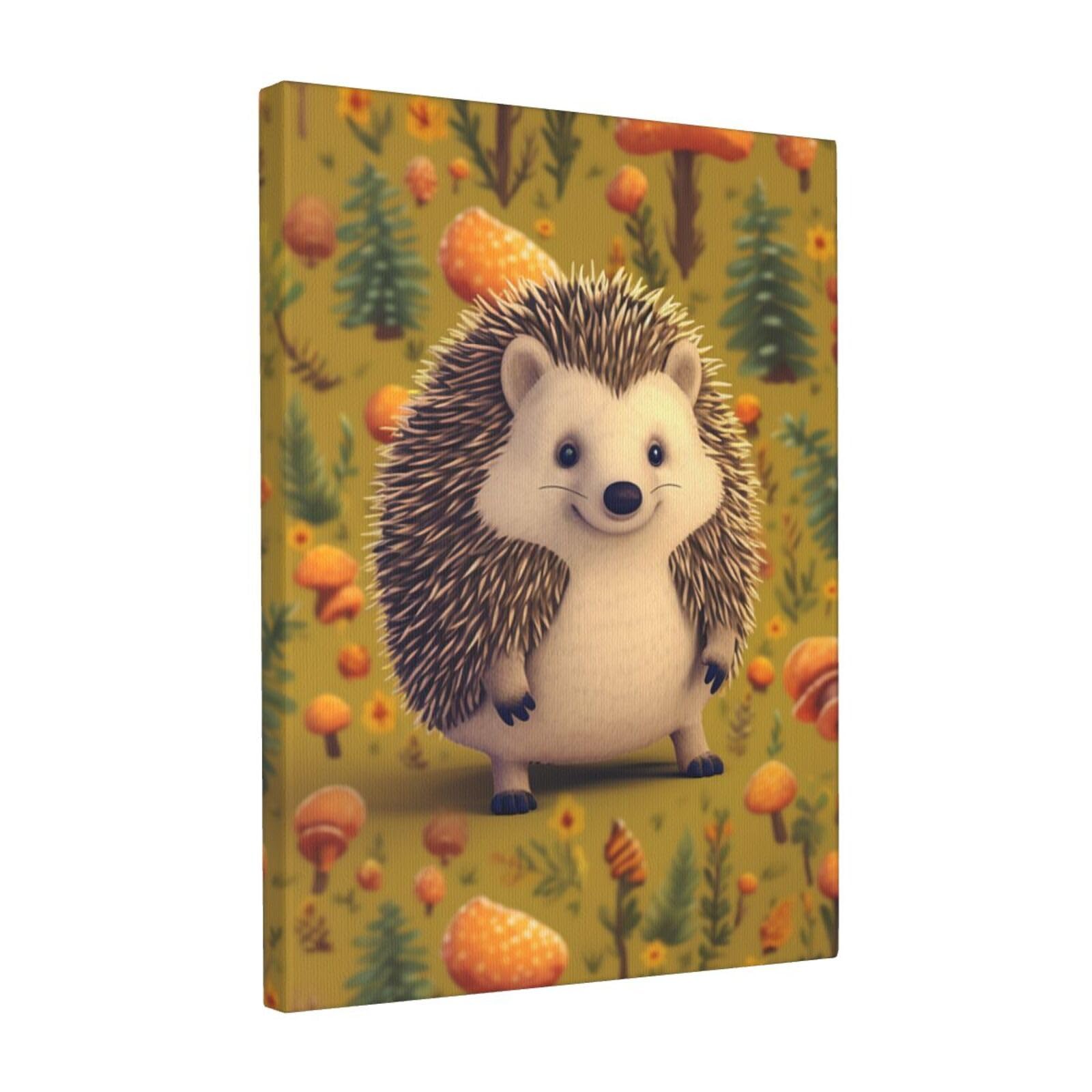 FodPand Hedgehog Canvas Wall Art for Living Room Wall Decor 12"x16" Modern Artwork Painting Pictures Hanging Canvas Prints Aesthetic Wall Art for Bedroom Bathroom Office Wallart Decor