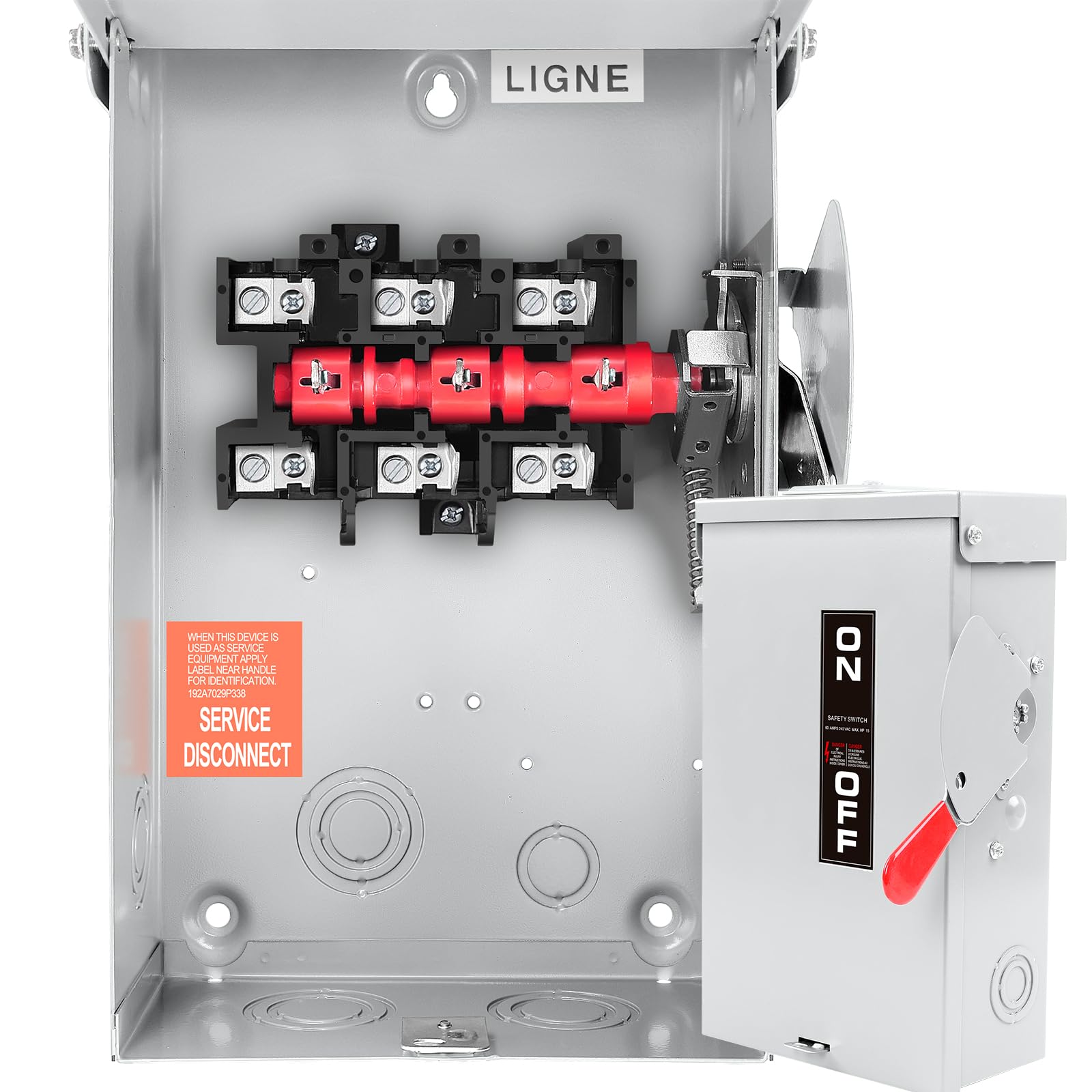 2026 Upgrade 60 Amp Disconnect Switch,3 Pole Safety Switch,Non-Fusible,NEMA 3R Standards,Galvanized Steel,Anti Corrosion and Rust Prevention,10-Year