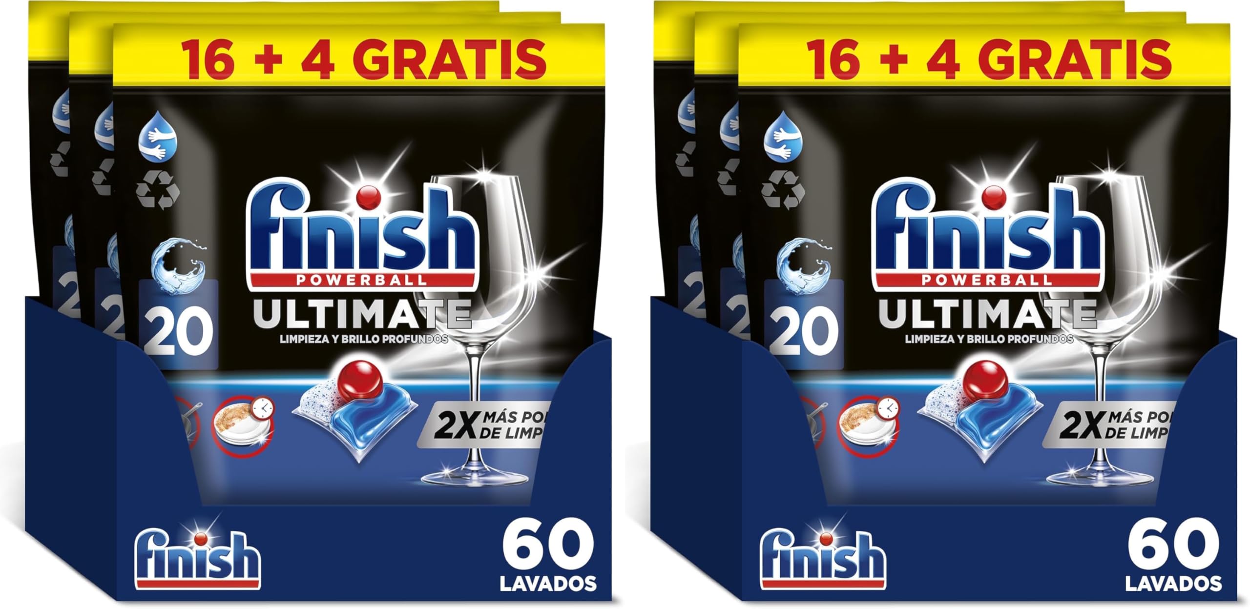 Finish Powerball Ultimate All in 1 Dishwasher Tablets, Effective Against Dry Stains, 6 x 20 Tablets (120 Total)