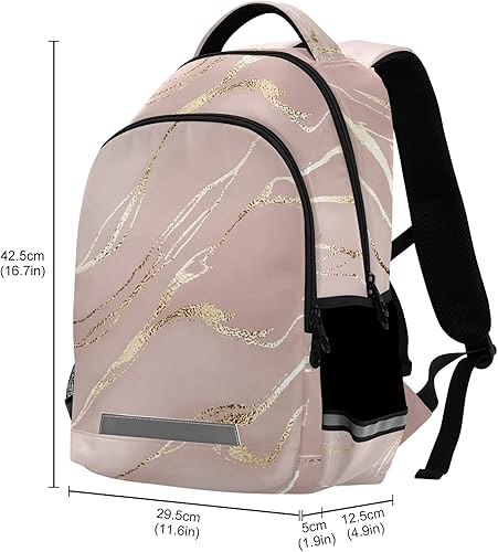 Miniatura 3 de ALAZA Mochila rosa dorada abstracta con diseño de mármol rosa para mujeres y hombres, personalizada, portátil, tableta, mochila escolar elegante e