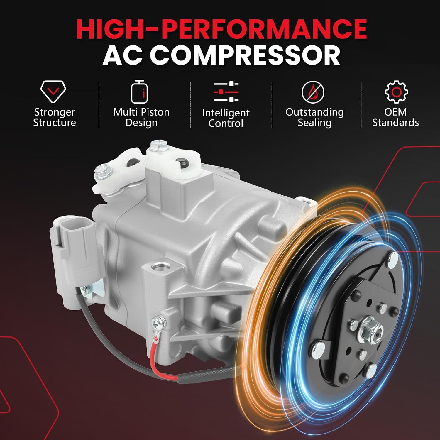 AC Compressor with Clutch for Toyota for Echo 1.5L L4 2000-2005, Air Condition Compressor for 78370 8832052040