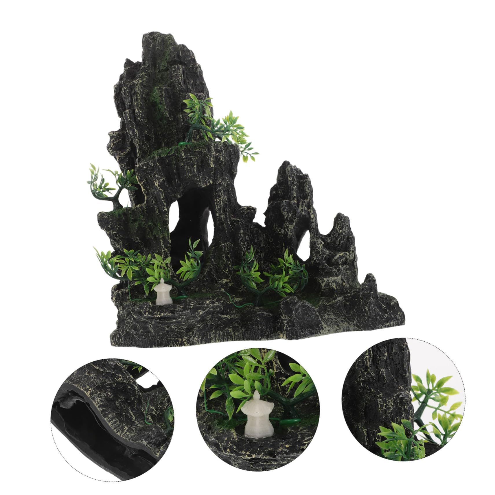 Kisangel Fish Tank Decoration Resin Aquarium Rockery with Shrimp Breeding Cave And Betta Hiding Place Artificial Stone for Natural Fish Tank Landscape