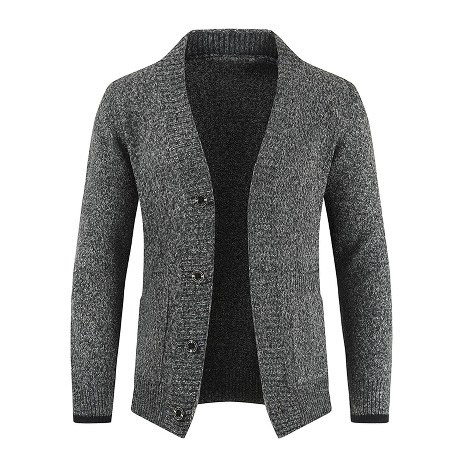 Cardigan da uomo, slim fit, cardigan invernale elegante, sportivo, lavorato a maglia, per le mezze stagioni, business, casual, colletto alto, con bottoni, davanti, aperto, a maglia grossa