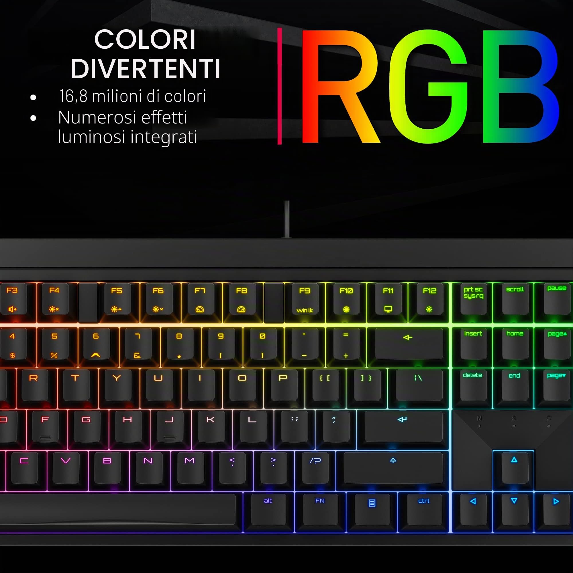 CHERRY MX 2.0S, Tastiera Gaming Meccanica con Illuminazione RGB, Layout Unione Europea (QWERTY), Con Filo, Progettato in Germania, Interruttori MX BLUE, Bianco