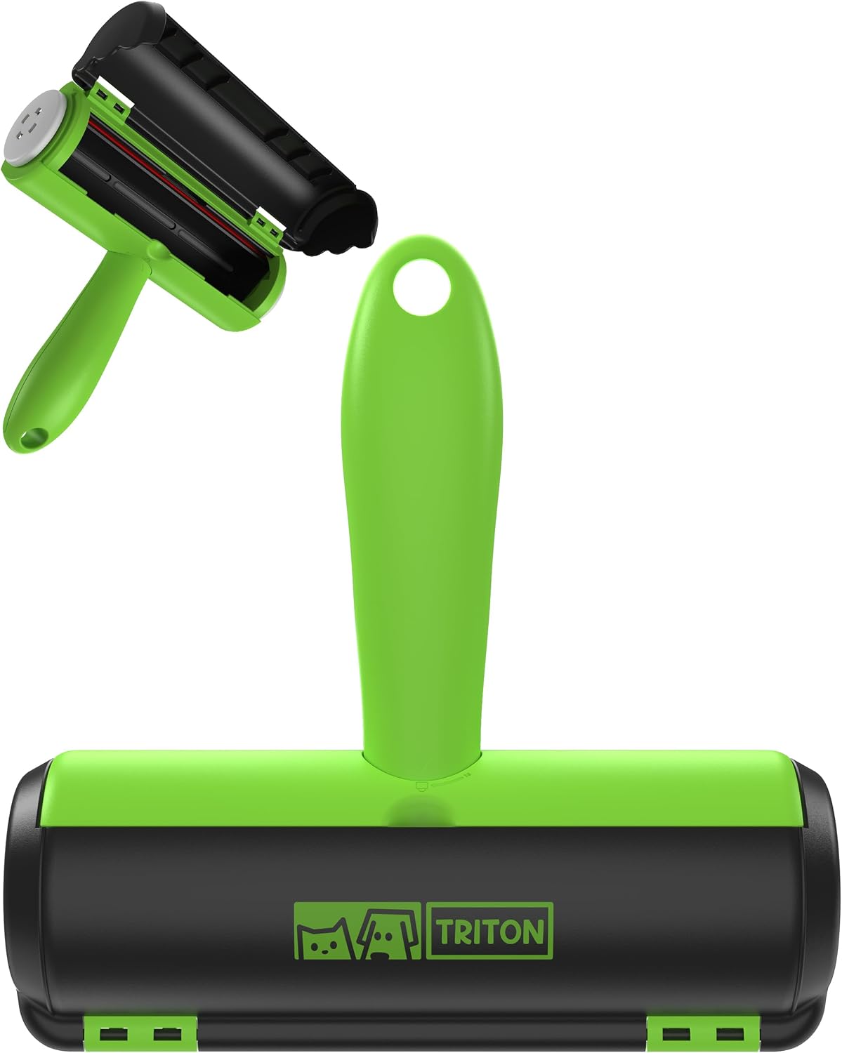 Triton Pet Hair Remover Reusable Roller Fur Trapping Compartment Compact Storage Green