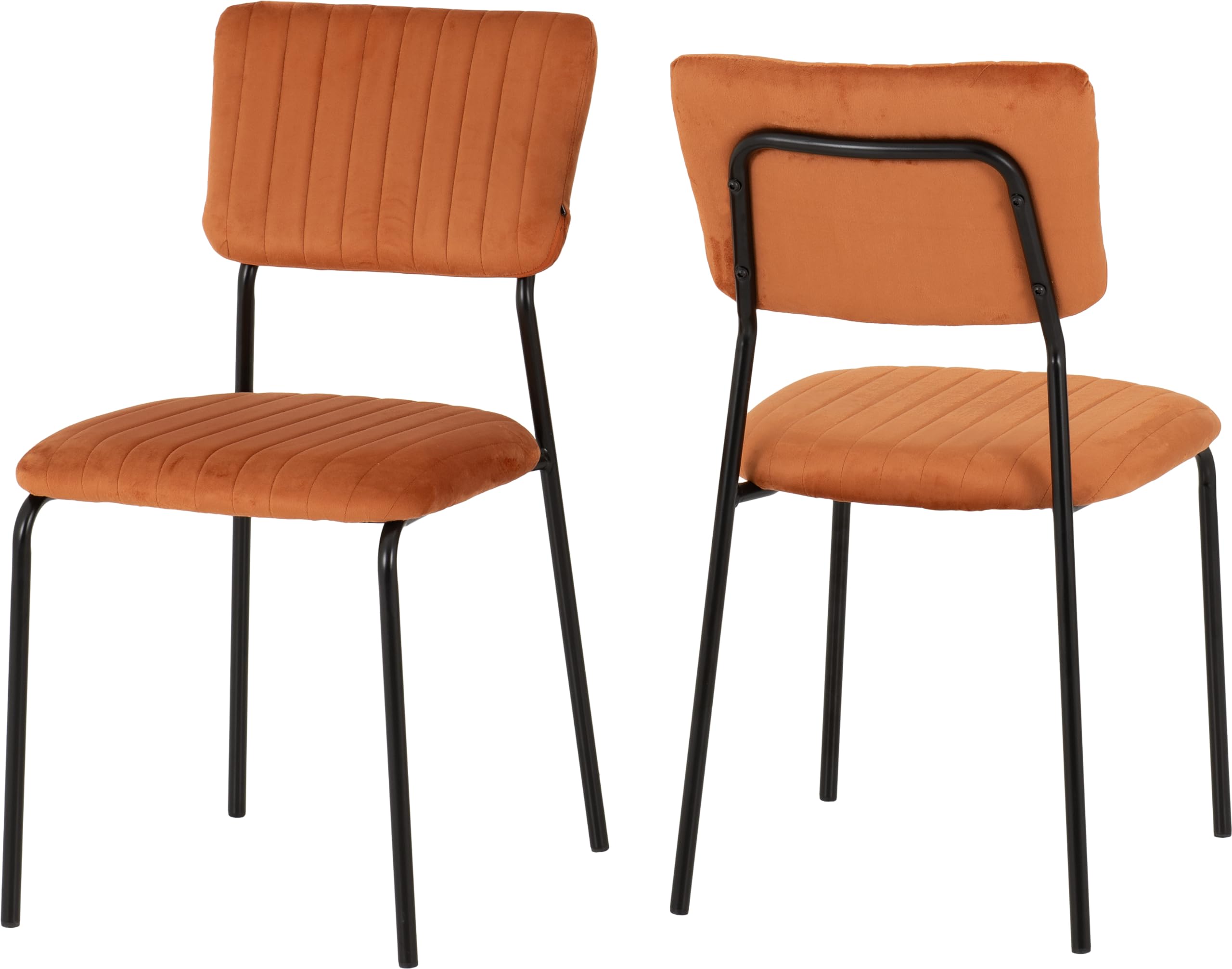 Seconique Sheldon Dining Chair - Burnt Orange Velvet Fabric - Set of 4