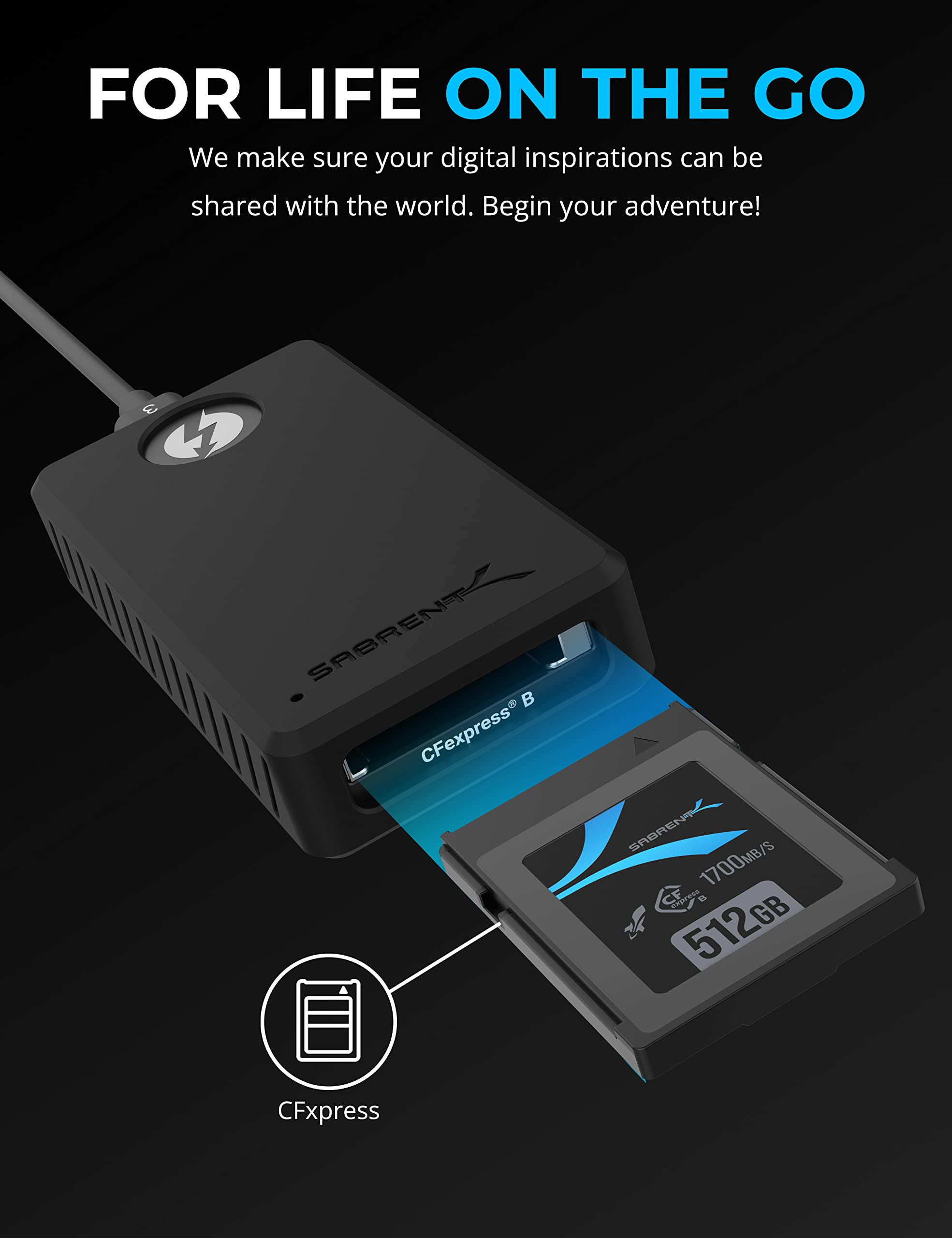 SABRENT Thunderbolt 3 & USB 3 Type-C do CFexpress Card Reader (CR-T3CF)