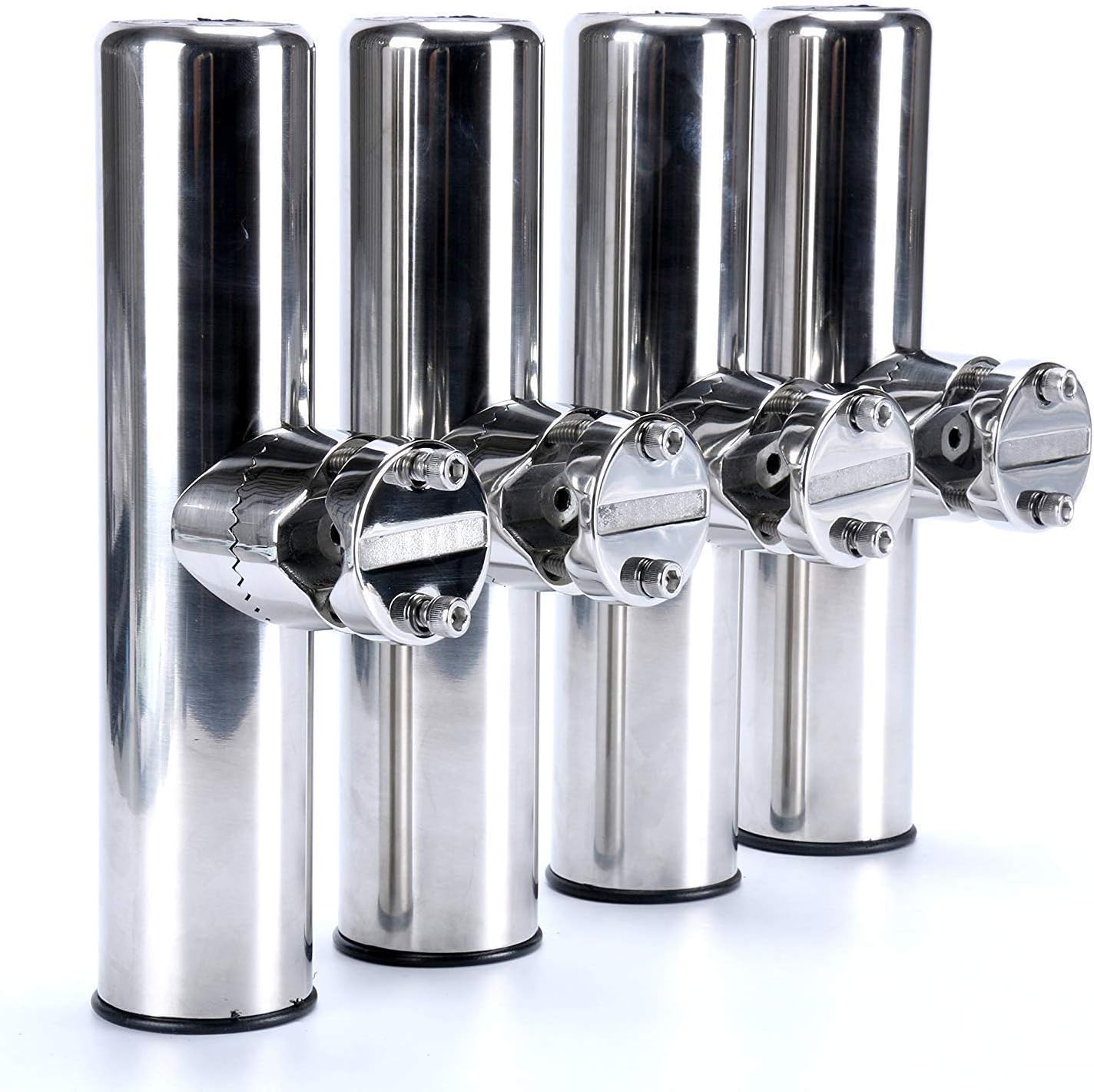 Boat Fishing Rod Holder with Clamp, Stainless Clamp on Fishing Rod Holder for Rails 1" to 1-1/4"