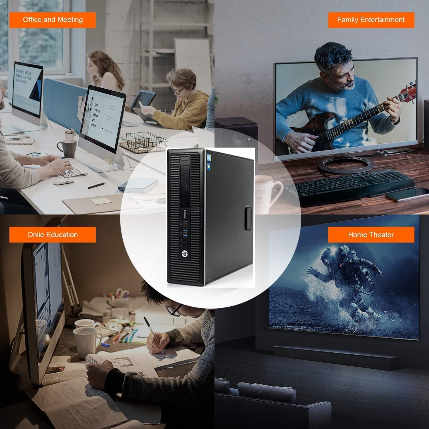 HP EliteDesk 800 G1 Desktop Computer PC, Intel Core i5-4590, 16 GB RAM, 256 GB SSD, WiFi, Lettore dvd Windows 11 Pro, Office 365 (ricondizionato)