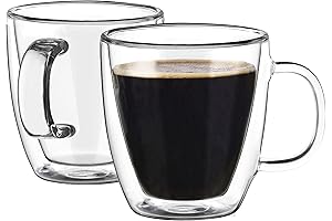 YUNCANG Espresso Coffee Mugs Set 5.5oz: Double Wall Insulated Espresso Cups