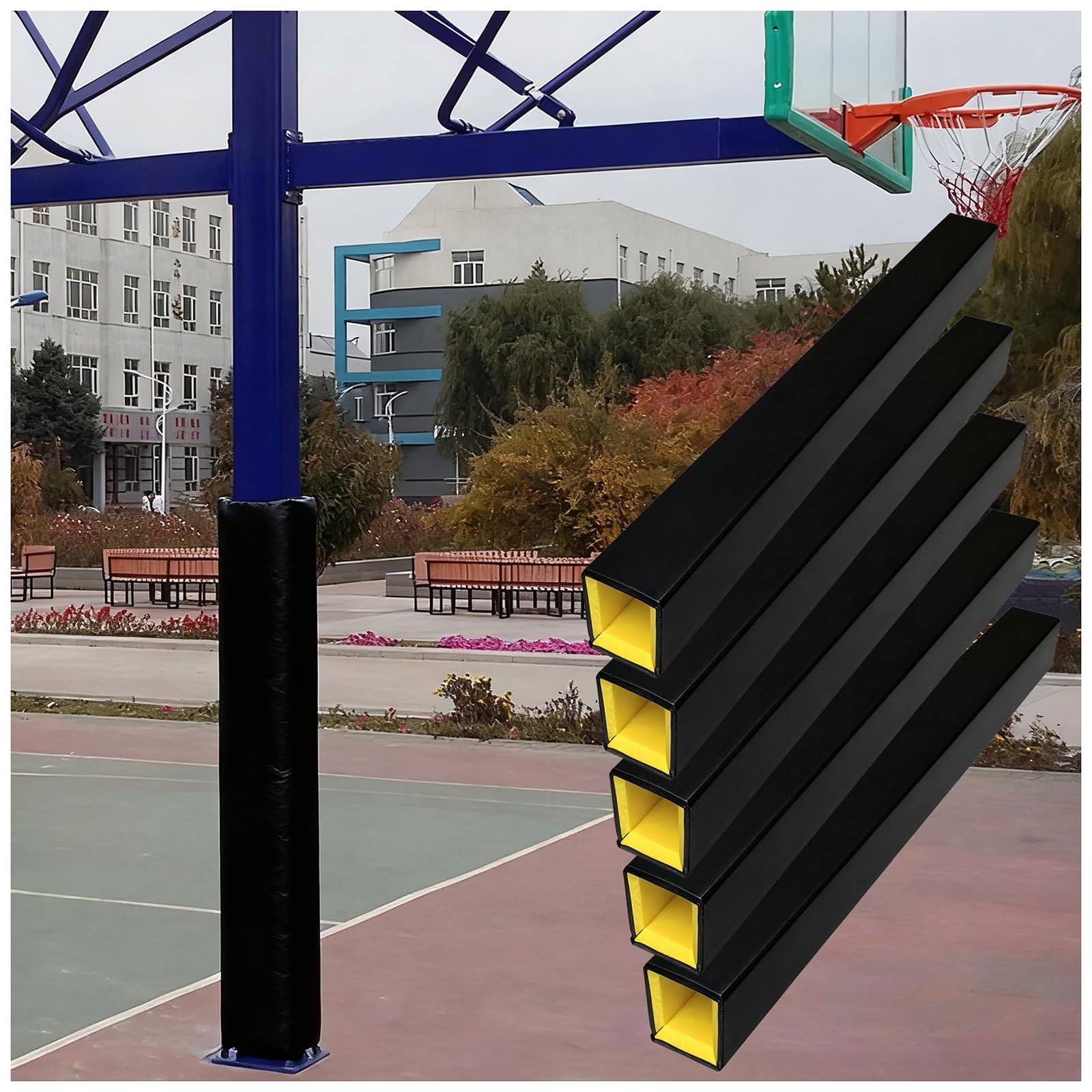 Wyściółka kijka do koszykówki, poduszka piankowa 1,8 m na boisko sportowe, zestaw 3 pokrowców ochronnych do konstrukcji placów zabaw, trwała i bezpieczna wyściółka na drążki do piwnicy