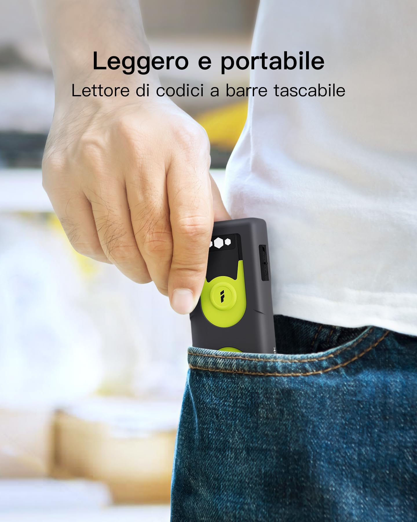 Inateck Lettore Codice a Barre Bluetooth 2D/1D, con Adattatore USB da 2,4 GHz, scansione dello Schermo, comandi di Scelta Rapida esclusivi, BCST-42