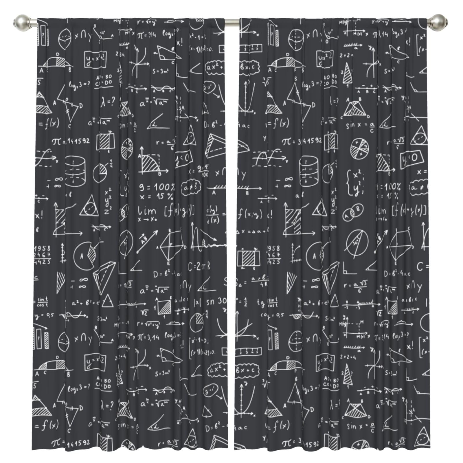 InOmak Math Teacher Gifts, 2 Panels Window Curtains 52 x 84 Inch Blackout Curtains for Living Room Bedroom