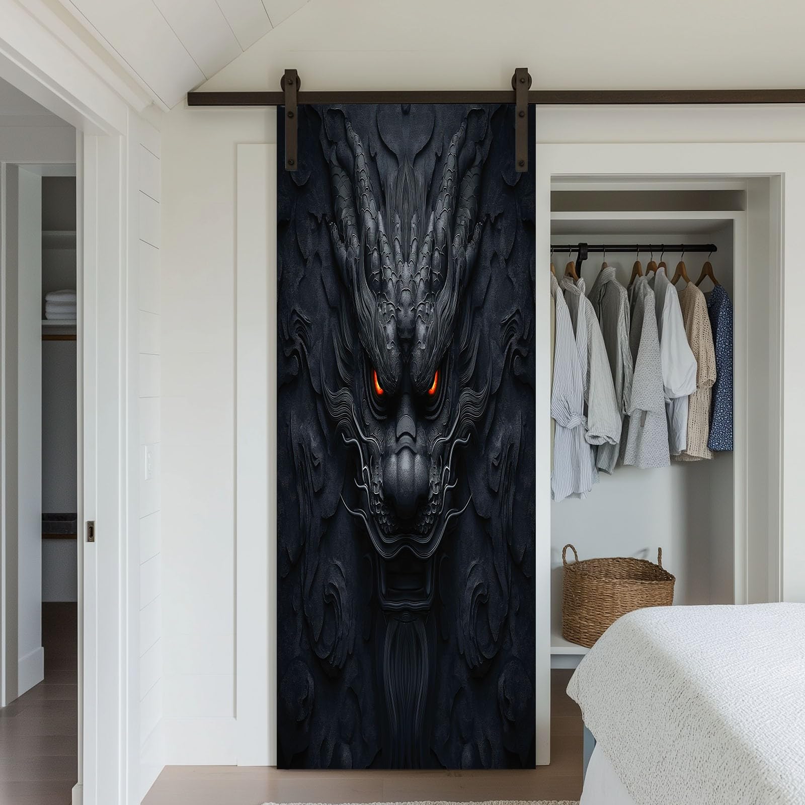 Tapeta na drzwi, samoprzylepna, abstrakcyjny mur z kamienia, chiński smok, plakat na drzwi, sztuka orientalna, naklejka na drzwi, wodoszczelna, zdejmowana fototapeta, obraz ścienny do salonu, sypialni