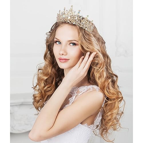 Miniatura 10 de Tiaras y corona de cristal morado con peine, coronas de reina real para mujer, corona de princesa de cumpleaños para mujeres y niñas, corona de boda