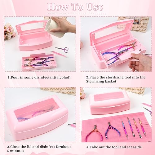 Miniatura 7 de Caja esterilizadora de herramientas de uñas, bandeja de esterilización de plástico, caja de esterilización de plástico organizador de almacenamiento