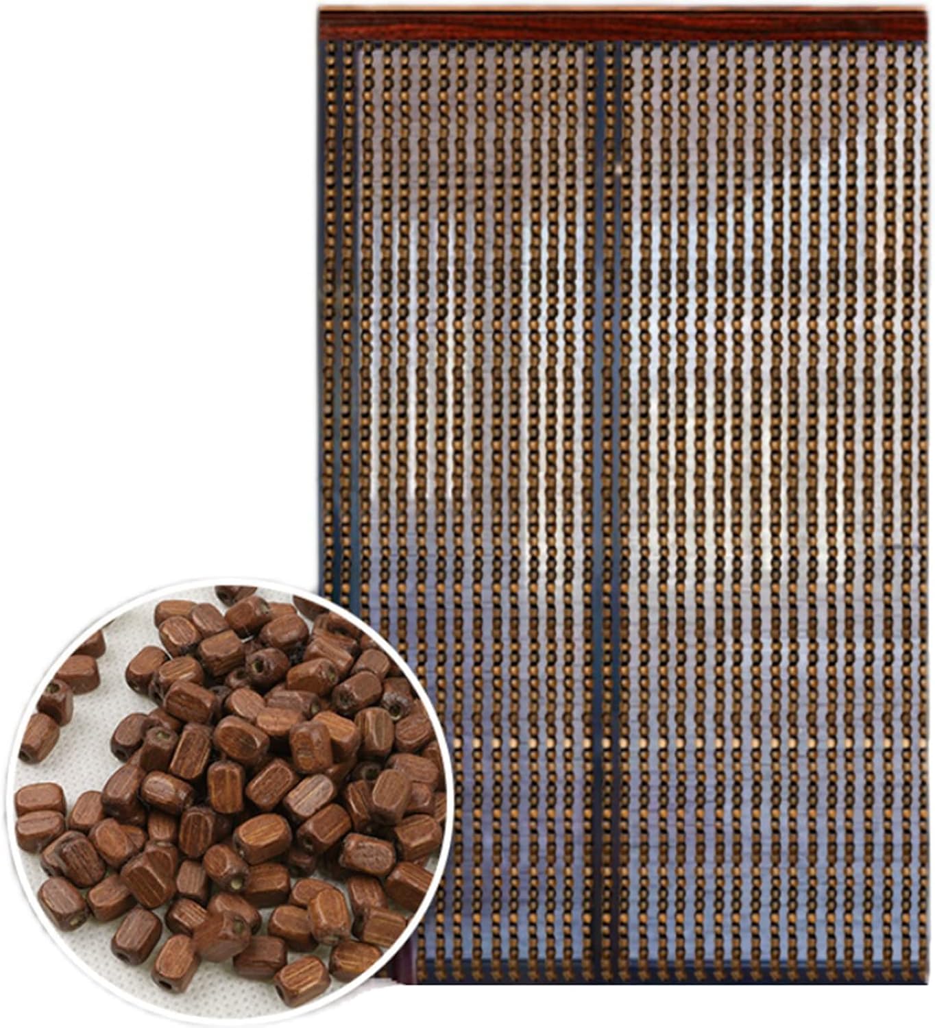 Rideau de perles en bois de bambou naturel artisanal 90 rangs