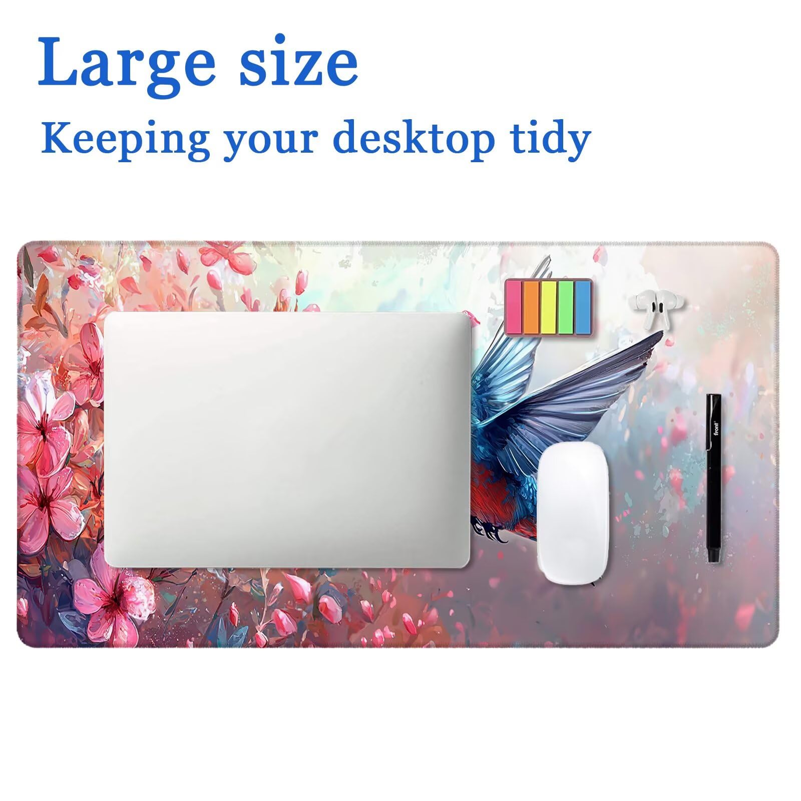 Podkładka pod mysz do gier, podkładka pod mysz XXL różowa 1000 x 500 mm, podkładka pod mysz na biurko ze szwami na krawędziach, podkładka pod mysz koliber wodoodporna antypoślizgowa do akcesoriów