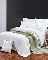 Vista 3 de Camino de cama para cama tamaño California King, manta verde salvia para pie de cama, pintura al óleo geométrica moderna de arte abstracto, funda