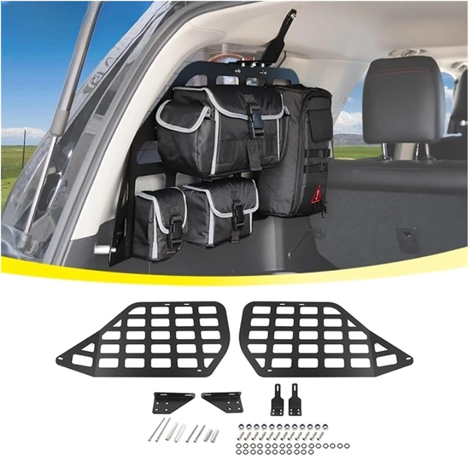 Compatible for 4Runner 2010+ Rear Cargo Organizer – Suspended Trunk Shelf Storage Rack with MOLLE Panel | Car Trunk Organizer for SUV Gear, Camping Equipment & Travel Accessories(Storage Rack)