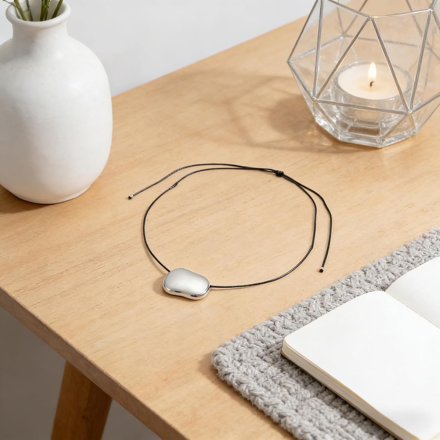 Chunky Gold Statement Necklace for Women Pebble Pendant Necklace Minimalist Bean Necklace Boho Cowboy Necklace Trendy Jewelry Gifts - Image 6