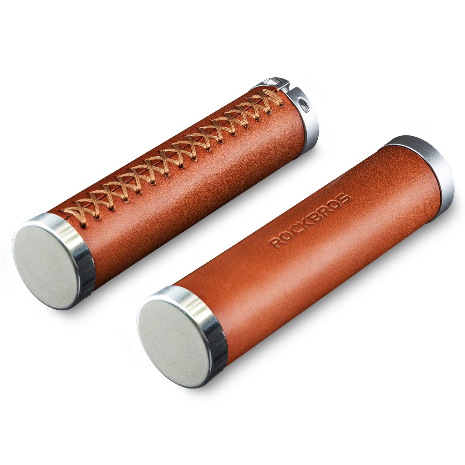ROCKBROS Poignées Ergonomiques pour Vélo VTT, Poignée de Guidon Vélo avec Embouts, Poignées de Vélo Antidérapantes Vintage pour VTT VTC, Diamètre 2,22 cm Longueur 13 cm 13,5 cm 14 cm