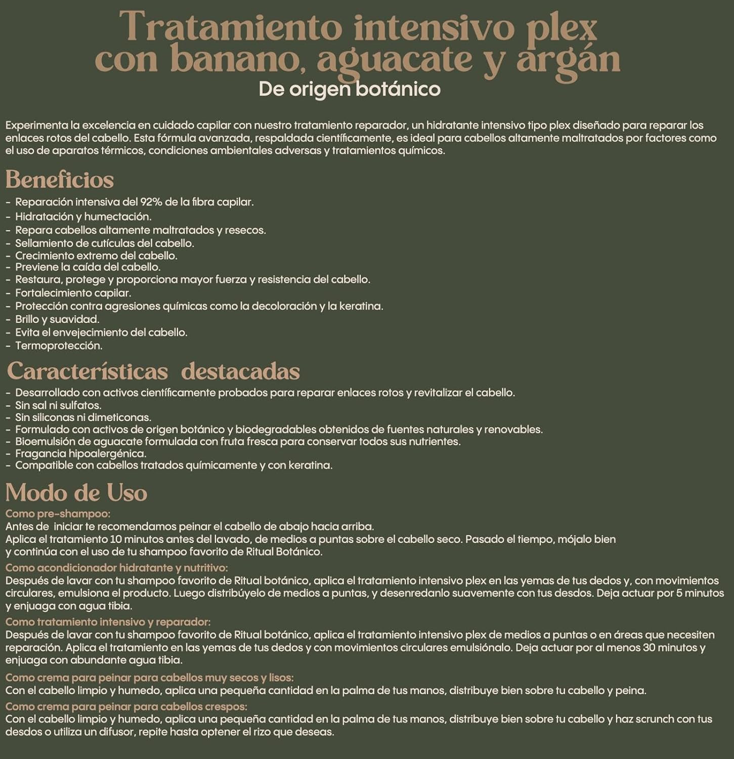 Ritual Botanico Ultra Reparador S.O.S Shampoo con Cebolla y Argán | Tratamiento Intensivo Plex con Banano, Aguacate - Kit Colombiano