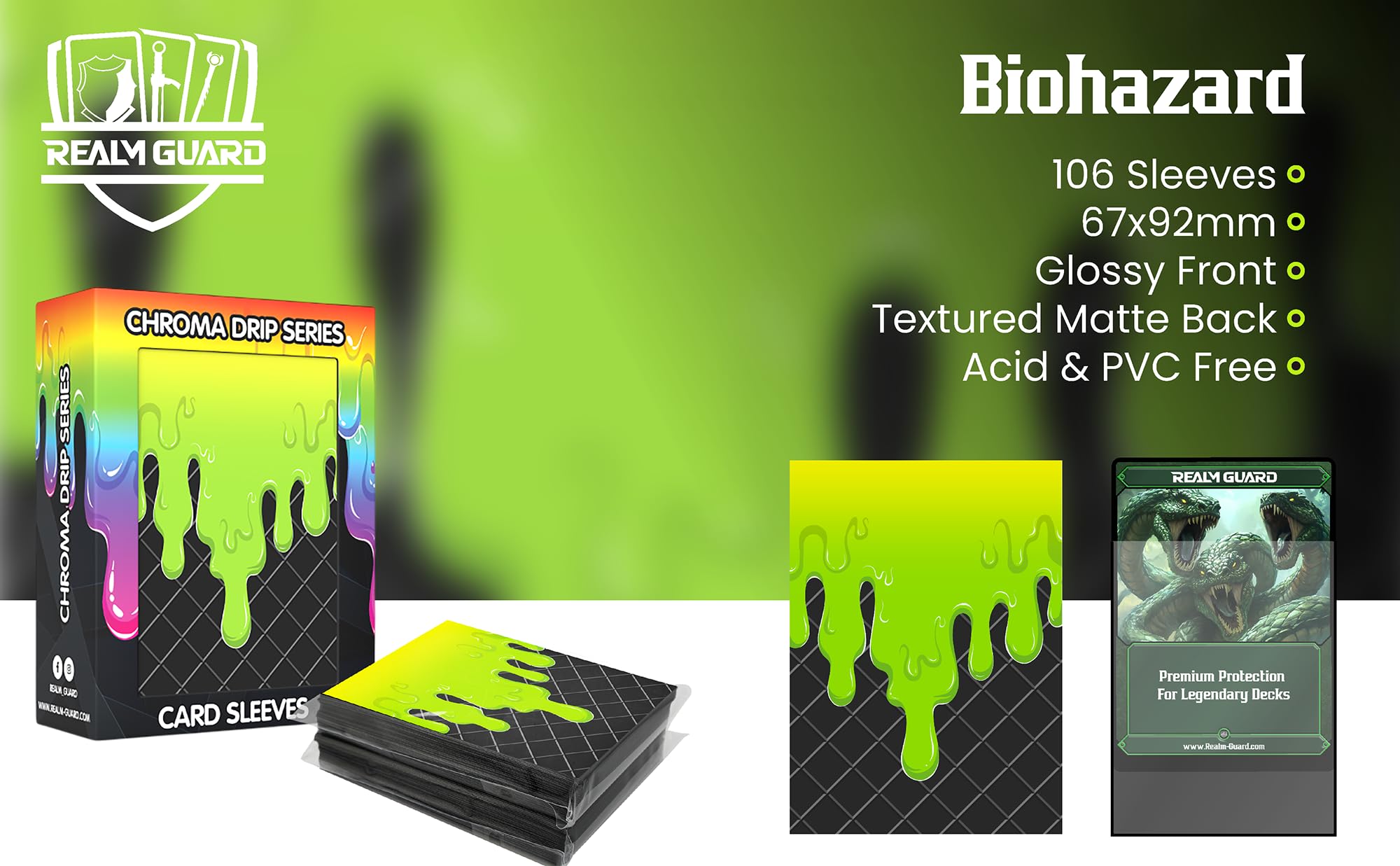 Biohazard) 100% Hand-Drawn 100ct Textured Matte TCG/MTG Card Art Sleeves by Realm Guard