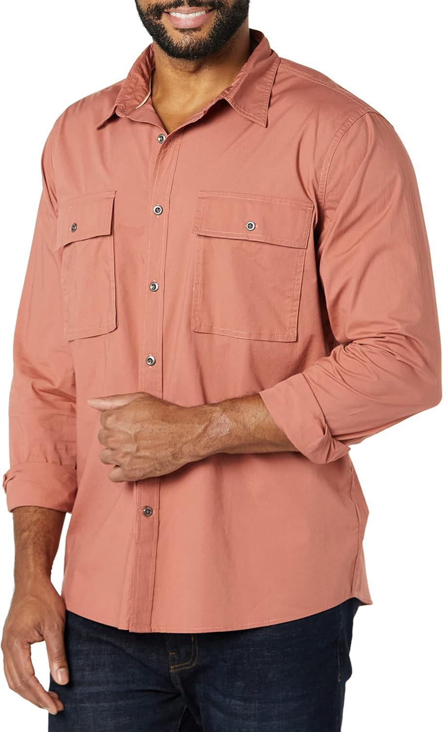 Amazon Essentials Men's Standard-Fit Long-Sleeve Two-Pocket Utility Shirt (Previously Goodthreads) - Image 4