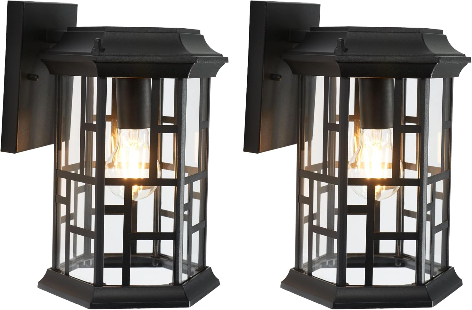 SAFAVIEH Lighting Collection Carwen Black Outdoor Sconce Set of 2 Light Fixture (LED Bulbs Included)