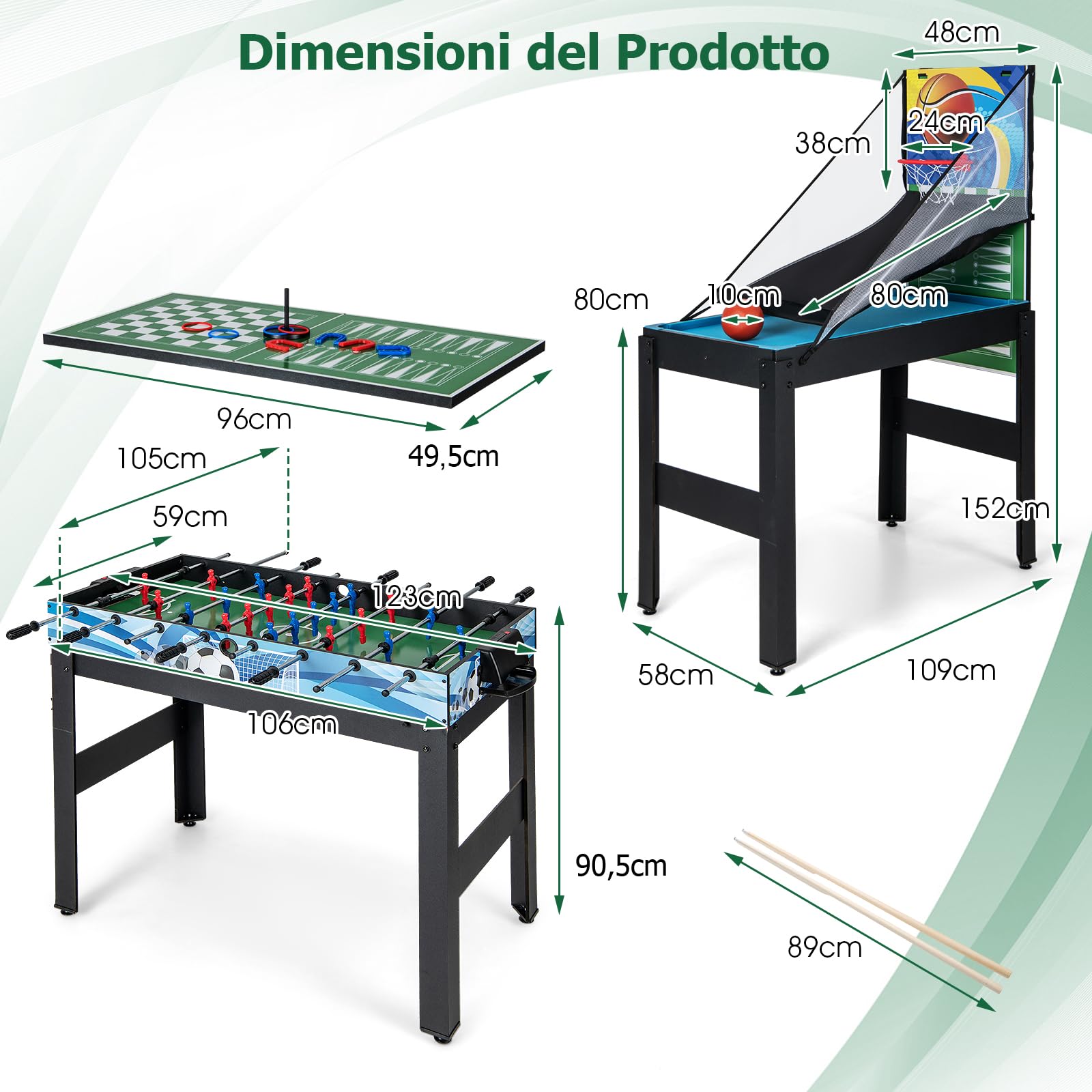 RELAX4LIFE 14 IN 1 Tavolo da Gioco Multifunzionale, Set da Tavolo Multigioco Biliardo Ping Pong Basket Calcetto Bowling Shuffleboard per Casa Ufficio Bar