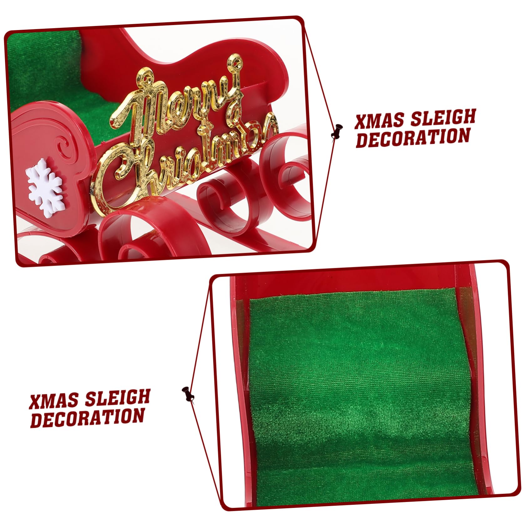 GOOHOCHY Xmas Sleigh Ornament Bell Christmas Ornaments Sleigh Photo Prop Desktop Model