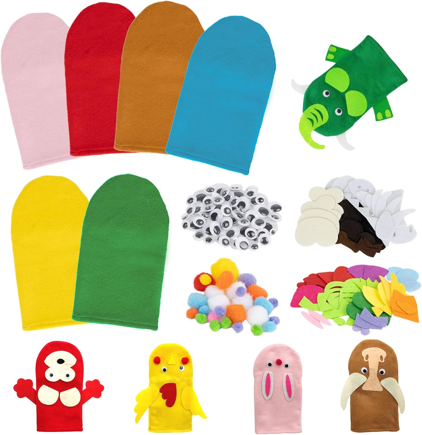 6PCS Hand Puppets - Hand Puppet Making kit Sock Arts and Crafts Kit for Party, DIY、Storytelling, Dramatic Play and Role-Play